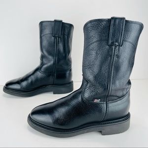 JUSTIN BLACK LEATHER BOOTS